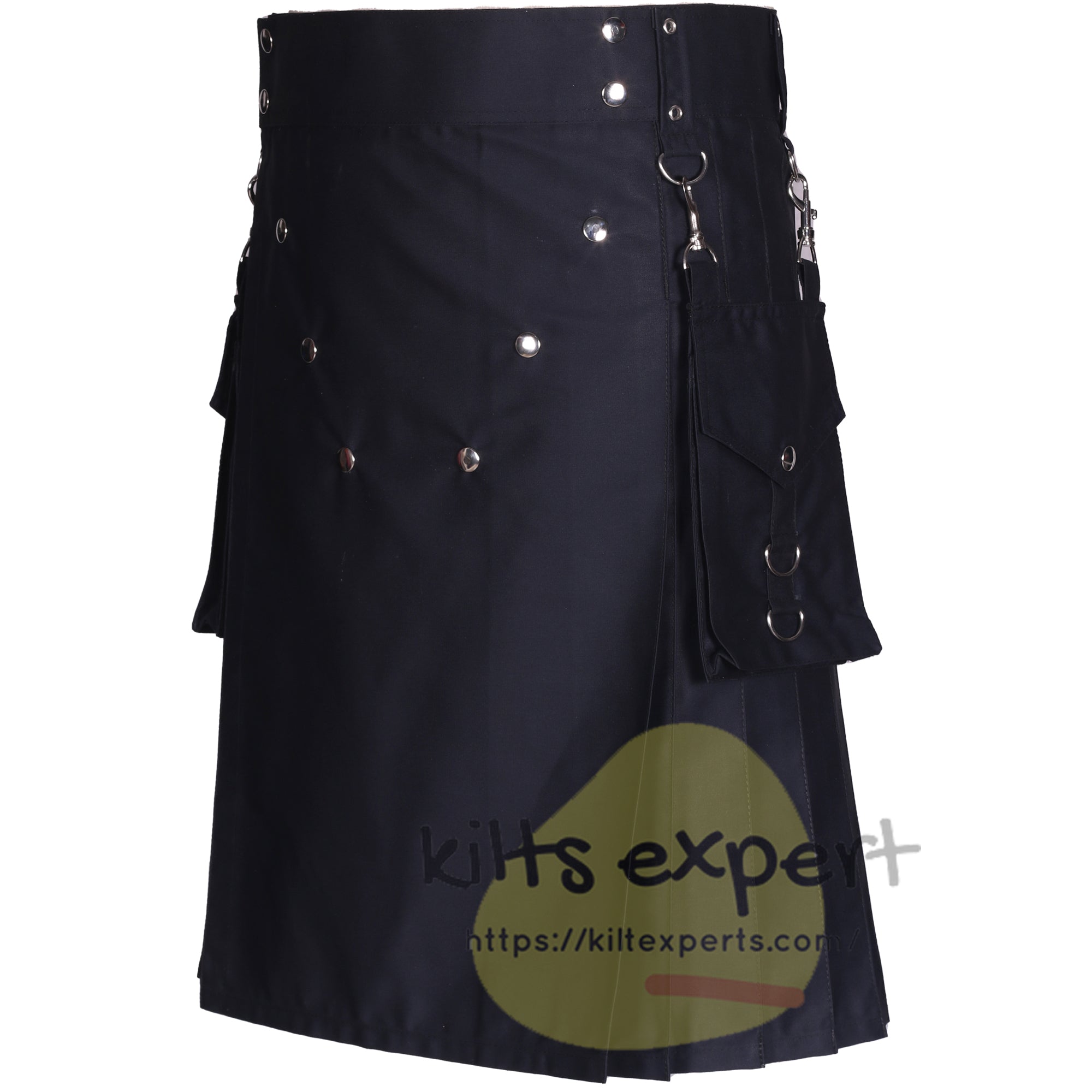 Black Cotton Kilt with 6 Buttons – Custom Utility Kilt - Kilt Experts