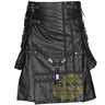 Black Genuine Cowhide Leather Kilt with Large Cargo Pockets - Kilt Experts