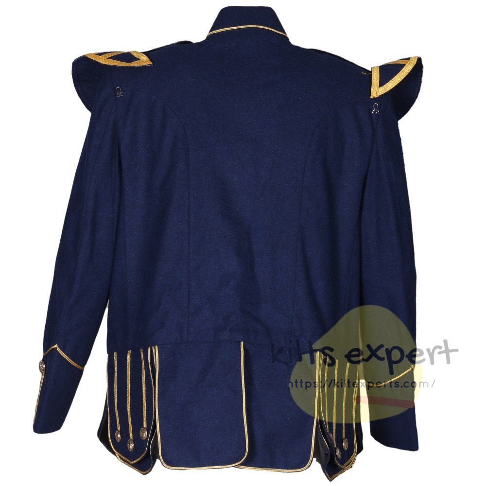 Blue Pipe Band Doublet with Gold Trim & Buttons - Kilt Experts