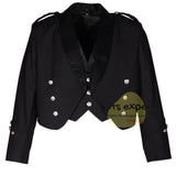 Brian Boru Irish Kilt Jacket – Black Vacuna Wool Prince Charlie Style Formal Scottish Highland Wear - Kilt Experts