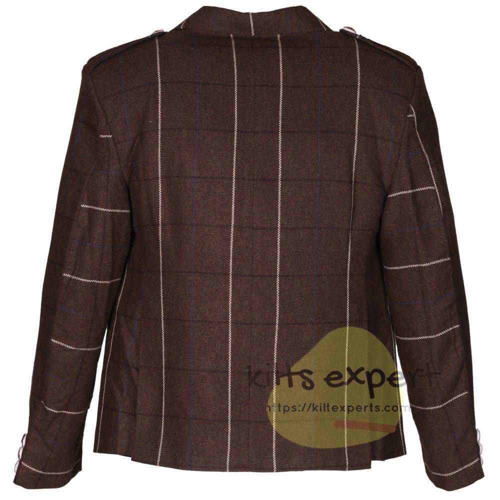Brown Argyle Jacket with a Fresh White & Blue Lining - Kilt Experts