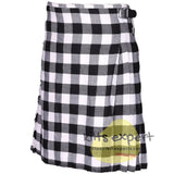 Buffalo White/Black Tartan Traditional 8 And 5 Yards Kilt - Kilt Experts