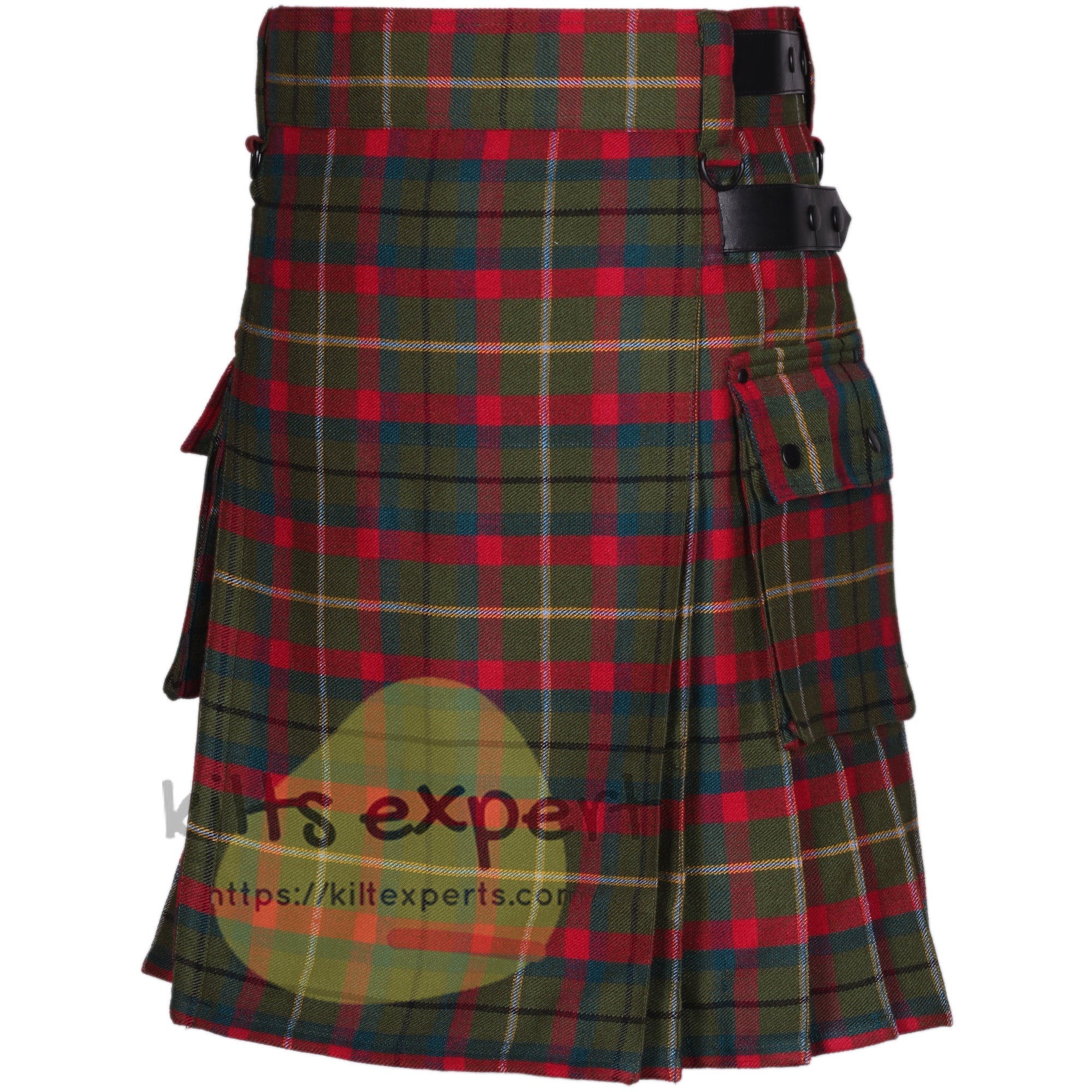 County Mayo Tartan Leather Straps Utility Kilt (Available In Many Tartans) - Kilt Experts