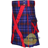 Edmonstone Tartan X Style On Front Apron Hybird Utility Kilt - Kilt Experts