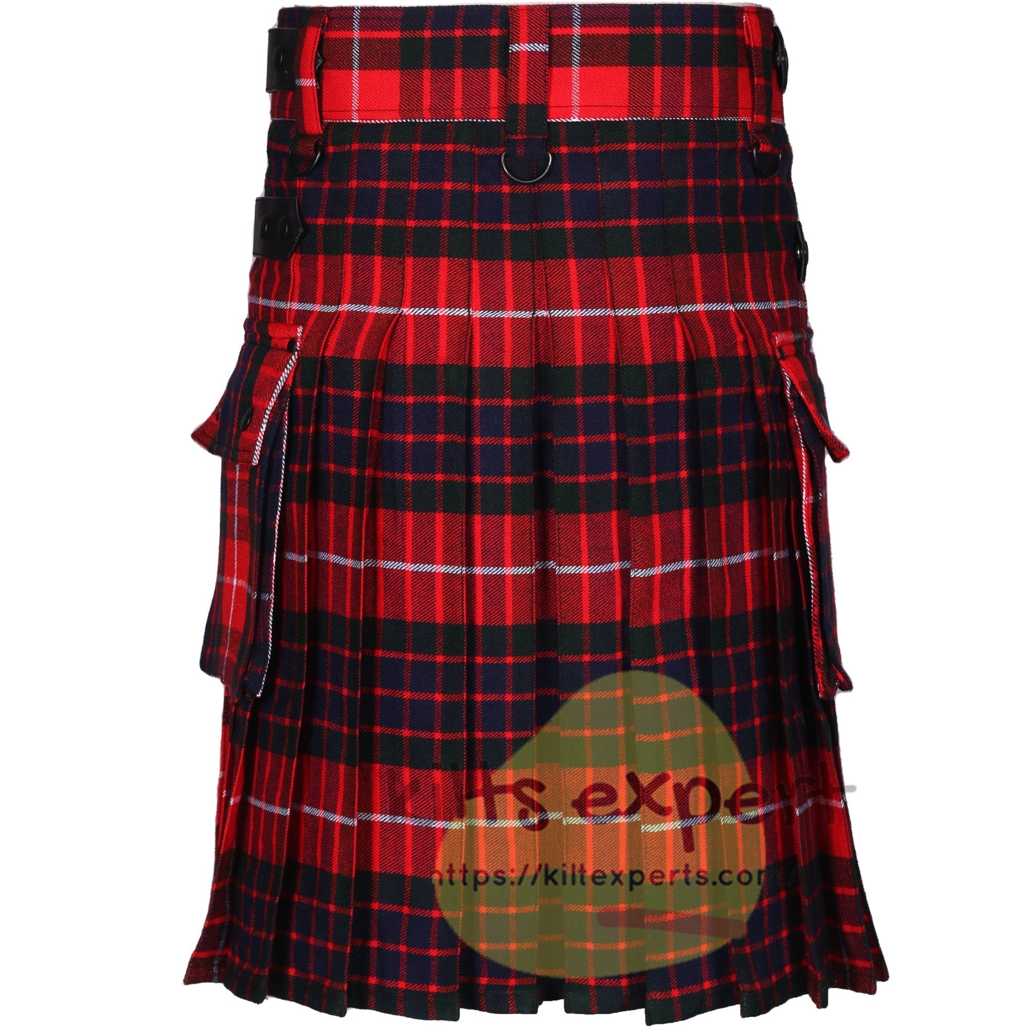 Fraser Red Modern Tartan Leather Straps Utility Kilt (Available In Many Tartans) - Kilt Experts