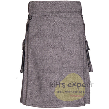 Grey Tweed Wool Kilt Outfit for Men - Kilt Experts
