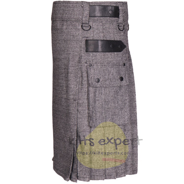 Grey Tweed Wool Kilt Outfit for Men - Kilt Experts