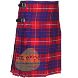 Hamilton Red Modern Tartan Traditional 8 And 5 Yards Kilt - Kilt Experts