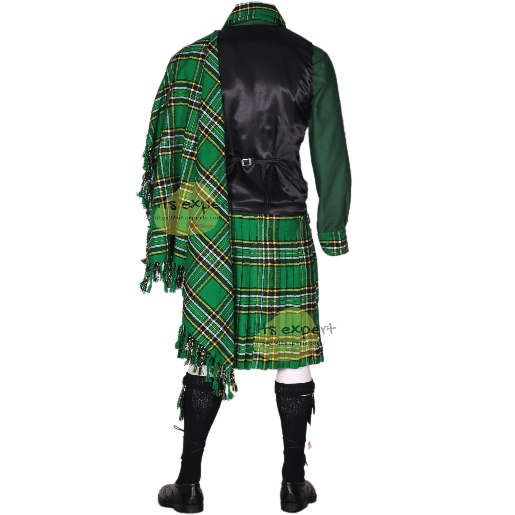 Irish National Tartan Kilt Outfit - Complete 10 - Piece Traditional Scottish Set Available in Multiple Colors - Kilt Experts