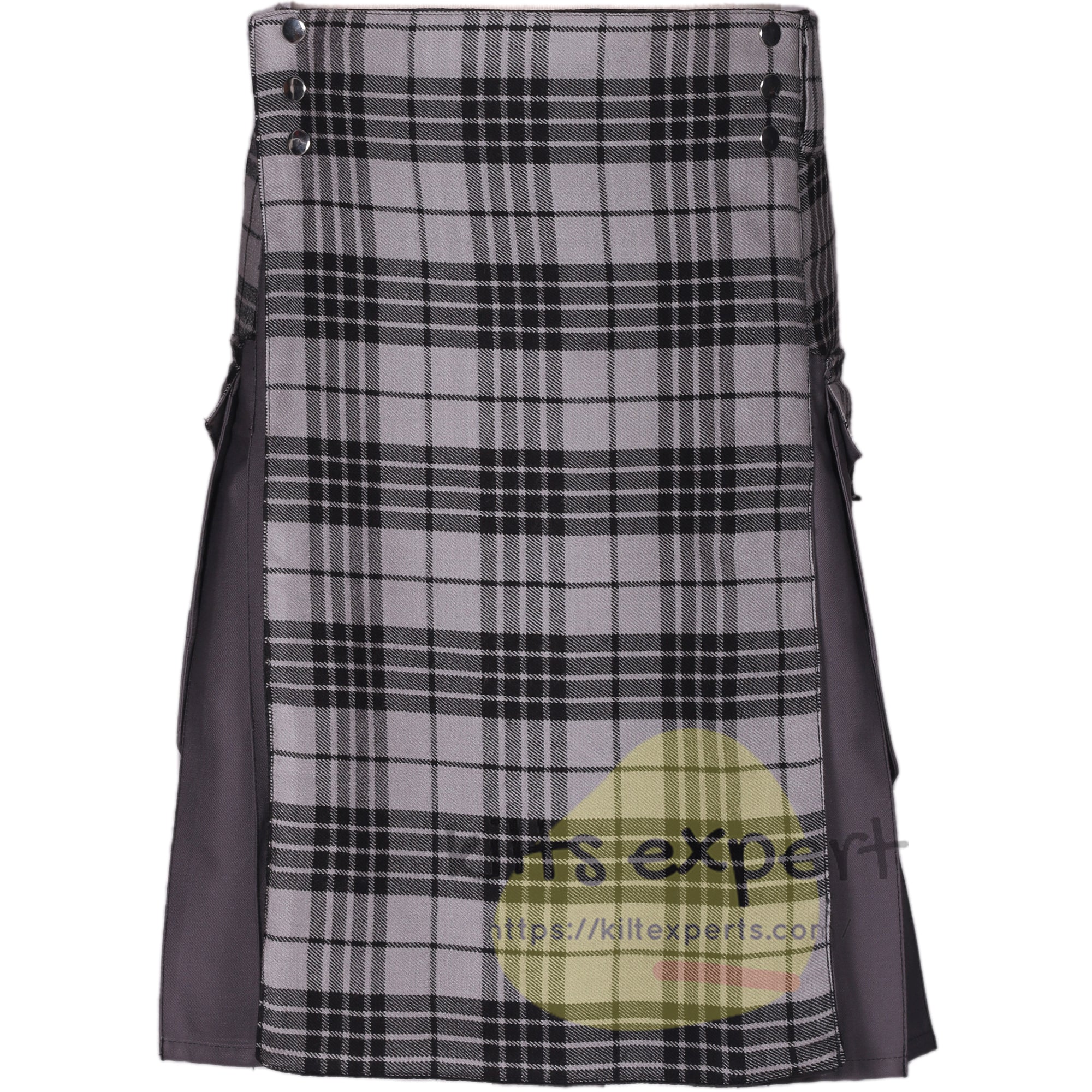 Light Grey Highlander and Grey Hybrid Utility Kilt with Cargo Pockets - Kilt Experts