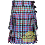 MacDonald Dress Ancient Tartan Utility Kilt With Three Leather Straps - Kilt Experts