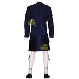 Navy Blue Leather Straps Utility Kilt Outfit - Complete 7 - Piece Set for Active Men - Kilt Experts