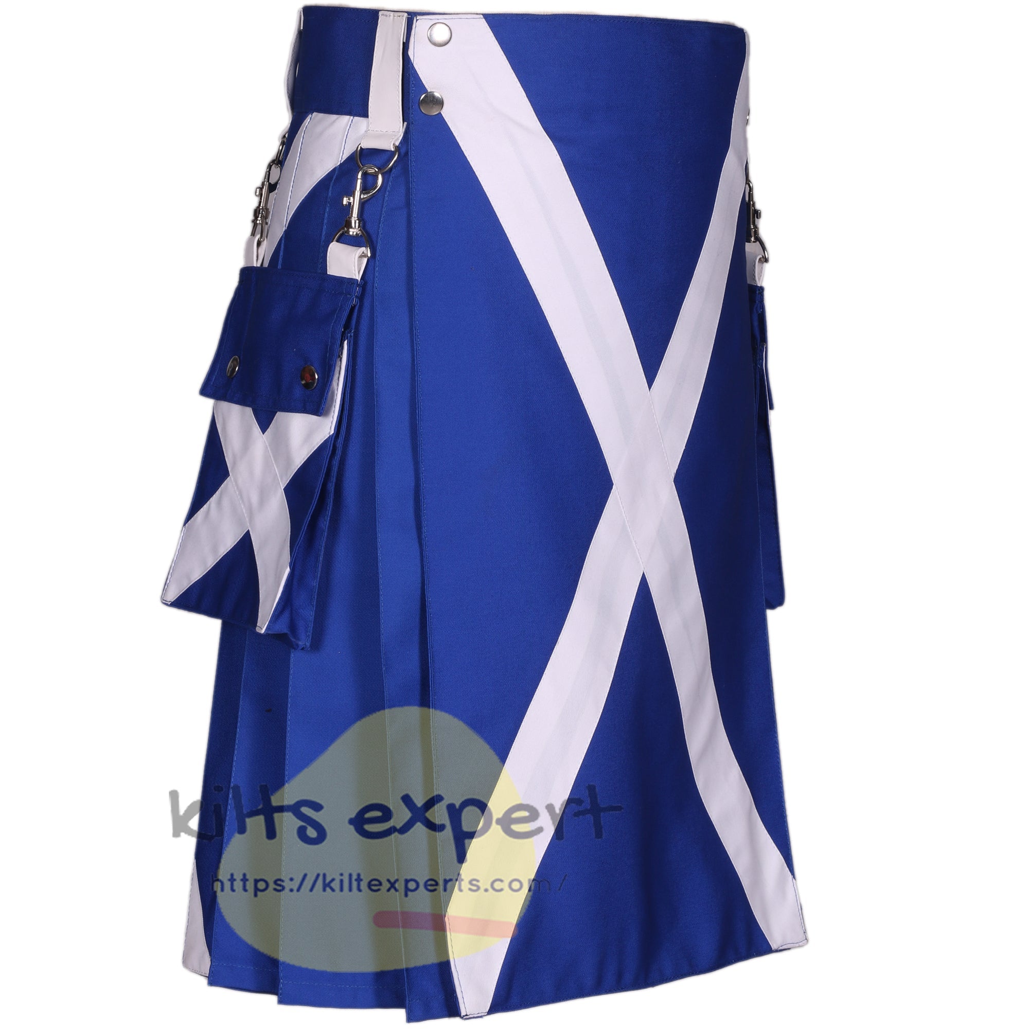 Scotland Flag Modern Utility Kilt with Detachable Pockets - Kilt Experts