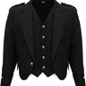 Scottish Black Argyll Kilt Jacket With Vest 15 Oz Finest Barathea Wool Fabric With Vest Gauntlet Style Cuffs - Kilt Experts