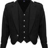 Scottish Black Argyll Kilt Jacket With Vest 15 Oz Finest Barathea Wool Fabric With Vest Gauntlet Style Cuffs - Kilt Experts