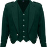 Scottish Dark Green Argyll Kilt Jacket With Vest 15 Oz Finest Barathea Wool Fabric With Vest Gauntlet Style Cuffs - Kilt Experts