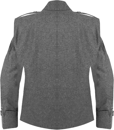 Scottish Grey Argyll Kilt Jacket With Vest 15 Oz Finest Barathea Wool Fabric With Vest Gauntlet Style Cuffs - Kilt Experts