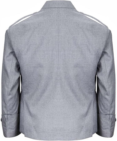 Scottish Light Grey Argyll Kilt Jacket With Vest 15 Oz Finest Barathea Wool Fabric With Vest Gauntlet Style Cuffs - Kilt Experts