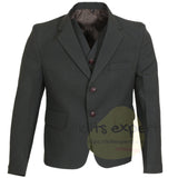 Scottish Olive Green Argyll Kilt Jacket With Vest – 15 Oz Finest Vacuna Wool Fabric With Vest Gauntlet Style Cuffs - Kilt Experts