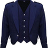 Scottish Royal Blue Argyll Kilt Jacket With Vest 15 Oz Finest Barathea Wool Fabric With Vest Gauntlet Style Cuffs - Kilt Experts