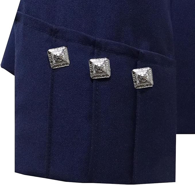 Scottish Royal Blue Argyll Kilt Jacket With Vest 15 Oz Finest Barathea Wool Fabric With Vest Gauntlet Style Cuffs - Kilt Experts