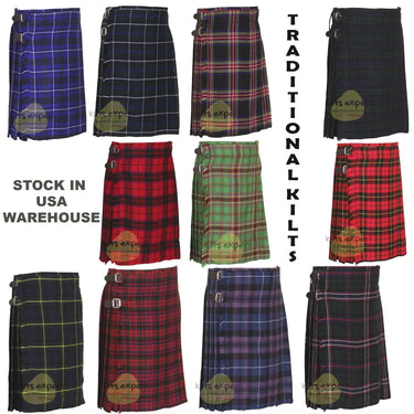 USA Stock - Light Weight Kilts I Men's Scottish Traditional 5 Yards & 13OZ Tartan Kilt