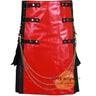Black Fashion Leather Kilt With Red Apron And Chain Kilt Experts