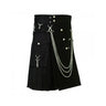 Black Fashionable Utility Kilt With Chains Kilt Experts