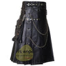Black Genuine Cowhide Soft Leather Stud Kilt Kilt Experts