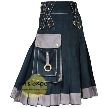 Black & Grey Utility Kilts With Two Large Pockets Kilt Experts