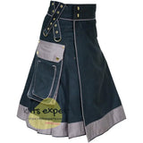 Black & Grey Utility Kilts With Two Large Pockets Kilt Experts