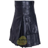 Black Modern Pure Cowhide Leather Kilts Kilt Experts