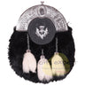 Black Rabbit Fur Sporran With White Three Teasal Sporran With Scottish Thistle Crest Matel Bras Badge - Kilt Experts