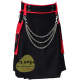 Black & Red Fashionable Utility Kilts For Men Kilt Experts