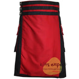 Black & Red Two Tone Stylish Utility Kilt Kilt Experts