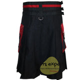 Black & Red Two Tone Stylish Utility Kilt Kilt Experts