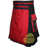 Black & Red Two Tone Stylish Utility Kilt Kilt Experts
