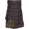 Black Shadow Tartan Heavy 16OZ Leather Straps Utility Kilt - Kilt Experts