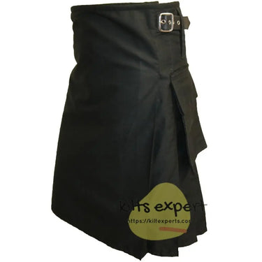 Black Traditional Utility Kilt With Two Pockets Kilt Experts