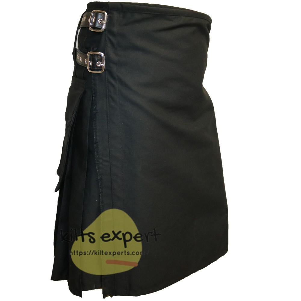 Black Traditional Utility Kilt With Two Pockets Kilt Experts