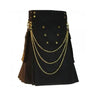 Black Utility Modern Kilt With Chains For Men Kilt Experts