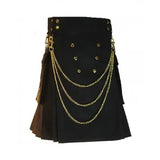 Black Utility Modern Kilt With Chains For Men Kilt Experts