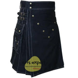 Black V Style Utility Kilt For Men Kilt Experts