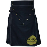 Black V Style Utility Kilt For Men Kilt Experts