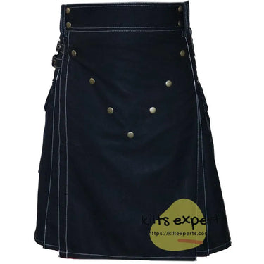 Black V Style Utility Kilt For Men Kilt Experts