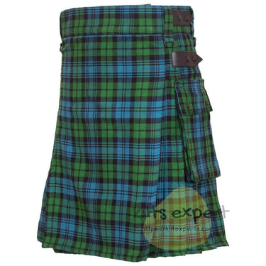 Black Watch Ancient Leather Straps Utility Kilt - Kilt Experts