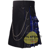 Black Wedding Hybird Kilt With Detachable Chain - Kilt Experts