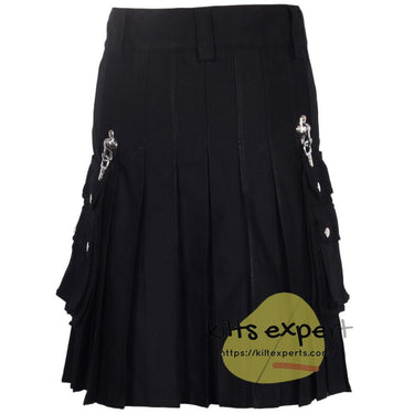 Black Wedding Stud Kilt With Detachable Pockets - Kilt Experts