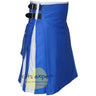 Blue & White Two Tone Tartan Style Hybird Kilt With Two Pockets Kilt Experts