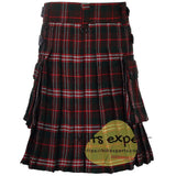 Brown Scott Tartan Leather Straps Utility Kilt (Available In Many Tartans) - Kilt Experts